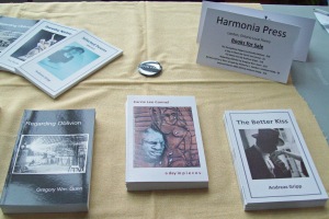 Harmonia Press specializes in work by well-known London poet Andreas Gripp. Also featured is work by Carrie Lee Connel, Dorothy Nielsen and Gregory Wm. Gunn.