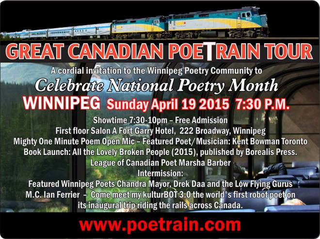 Great Canadian PoeTrain Tour Fundraiser Winnipeg Event poster