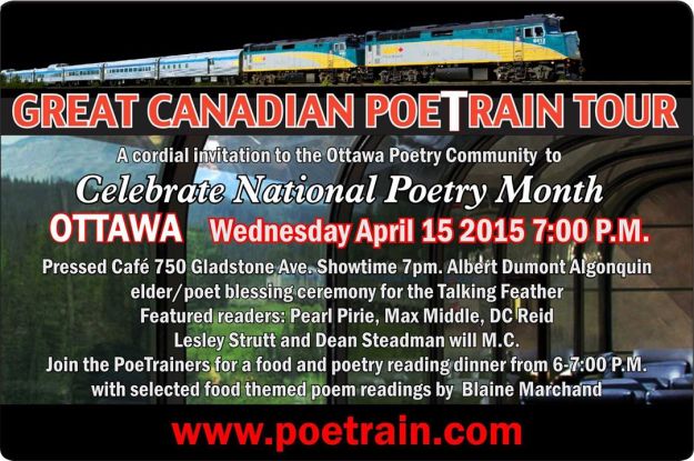 Great Canadian PoeTrain Tour Ottawa Event April 15, 2015 poster