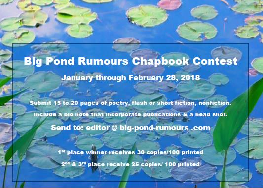 Big Pond Rumours Press 2nd Annual Chapbook Contest
